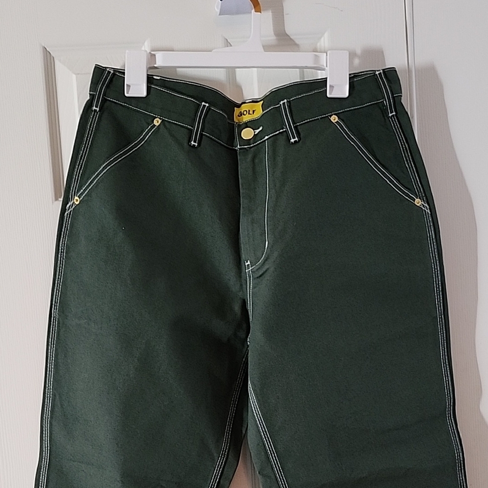 Golf Wang Dark Green Cargo Pants with White Stitching